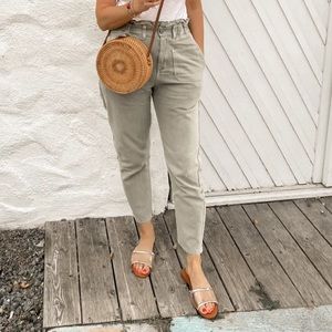 Bohme Kennedy paper bag denim pants in olive